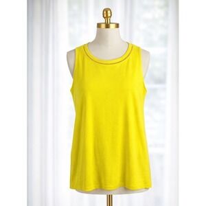 New Talbots Yellow Tank Top Sleeveless Cotton Knit Crochet Neck Trim Size 2XP